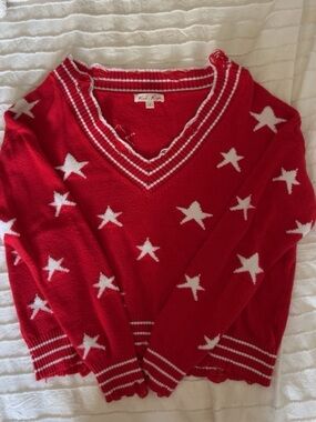 Rock and Rags “ The Sweet Life Sweater” Red with White Stars
